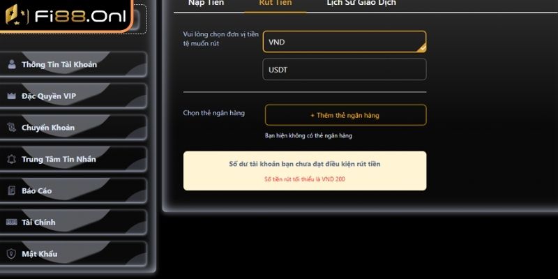 Rút Tiền Fi88 - Hướng Dẫn Giúp Giao Dịch Nhanh Và An Toàn 1 Điều kiện trước khi rút tiền Fi88